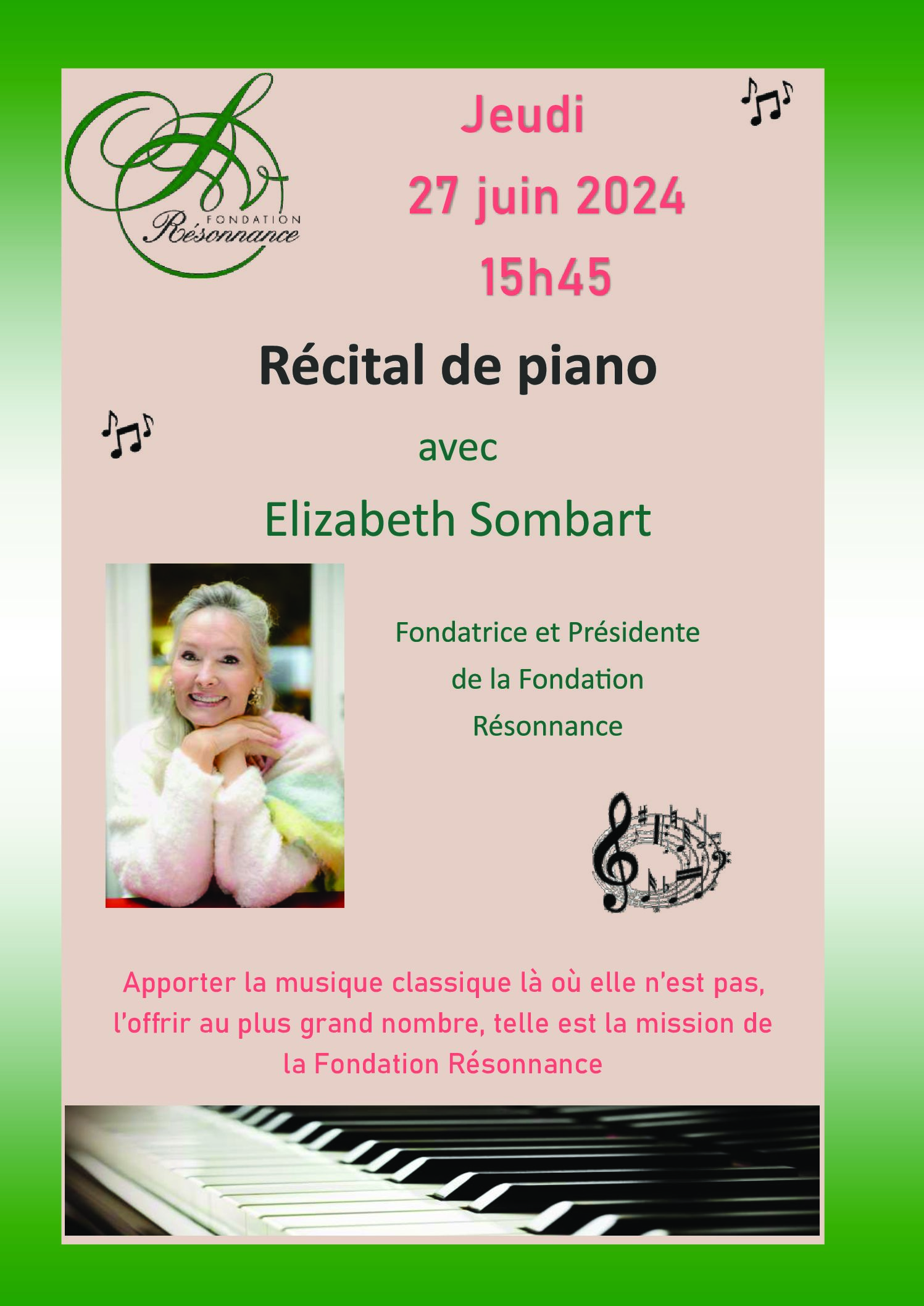 Concert de solidarité EMS Joli Automne - Récital d'Elizabeth Sombart